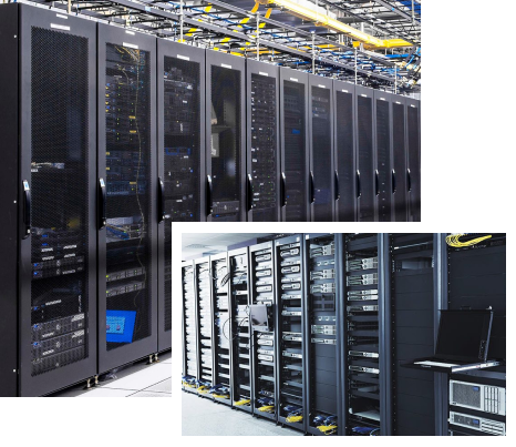 two data center rack images